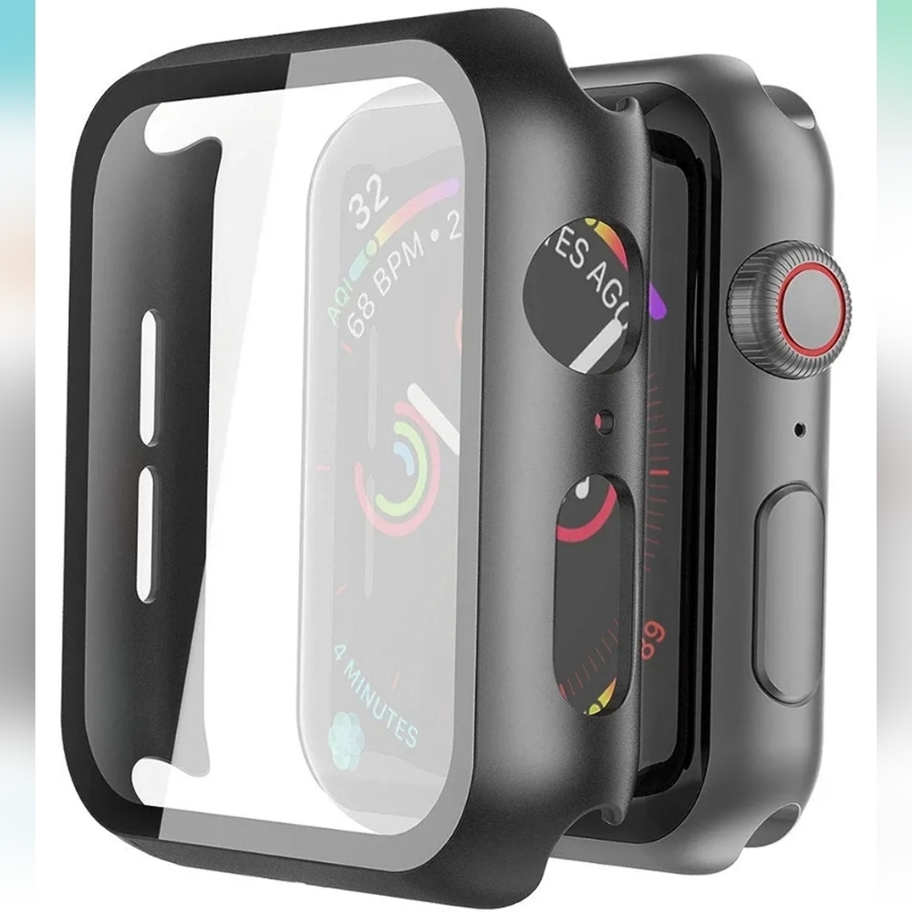 2 Pack Hard PC Case with Tempered Glass Screen Protector Compatible Apple Series